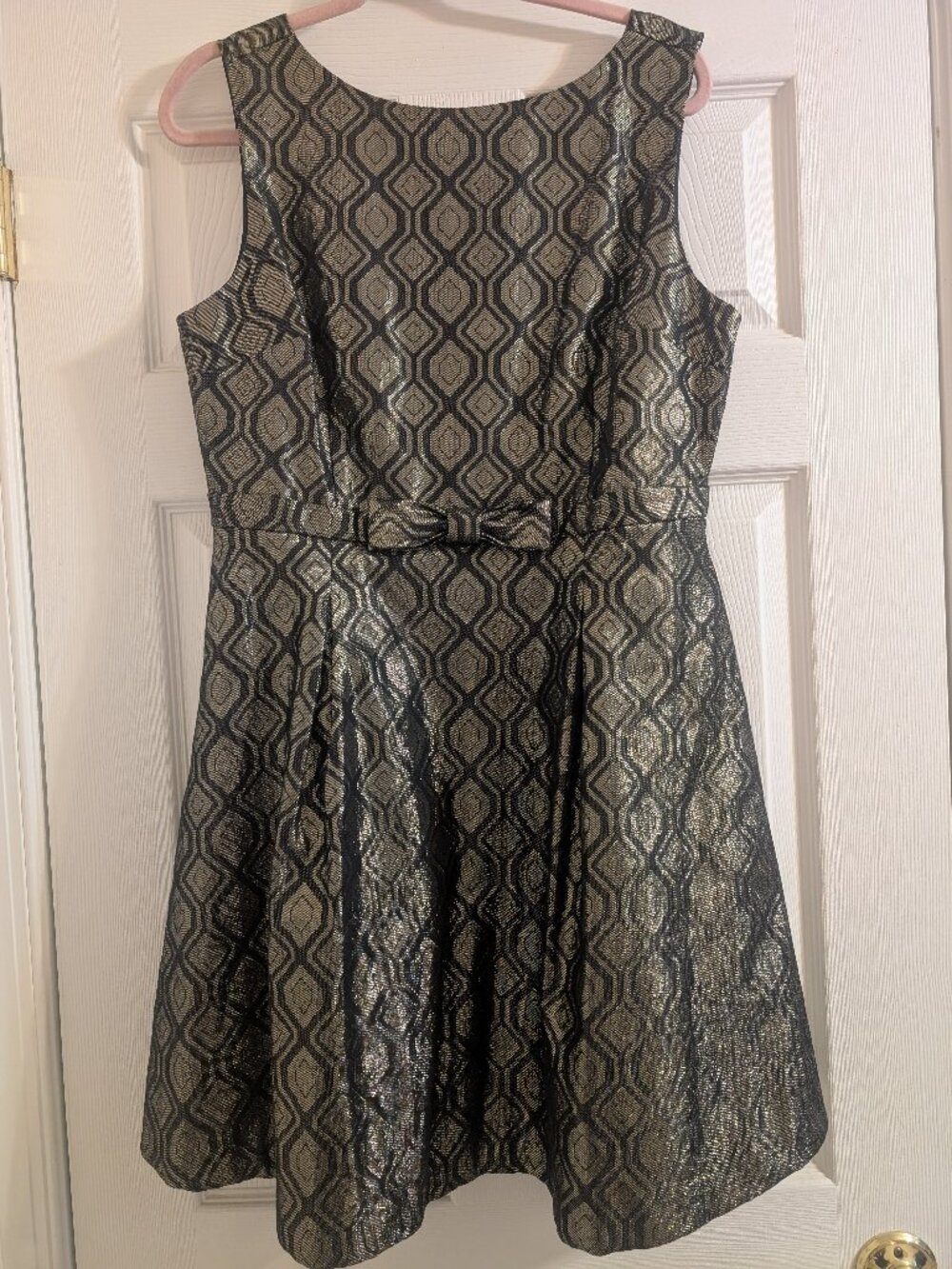Era by Modcloth Gold Black Brocade A-Line Cocktail Dress - 12